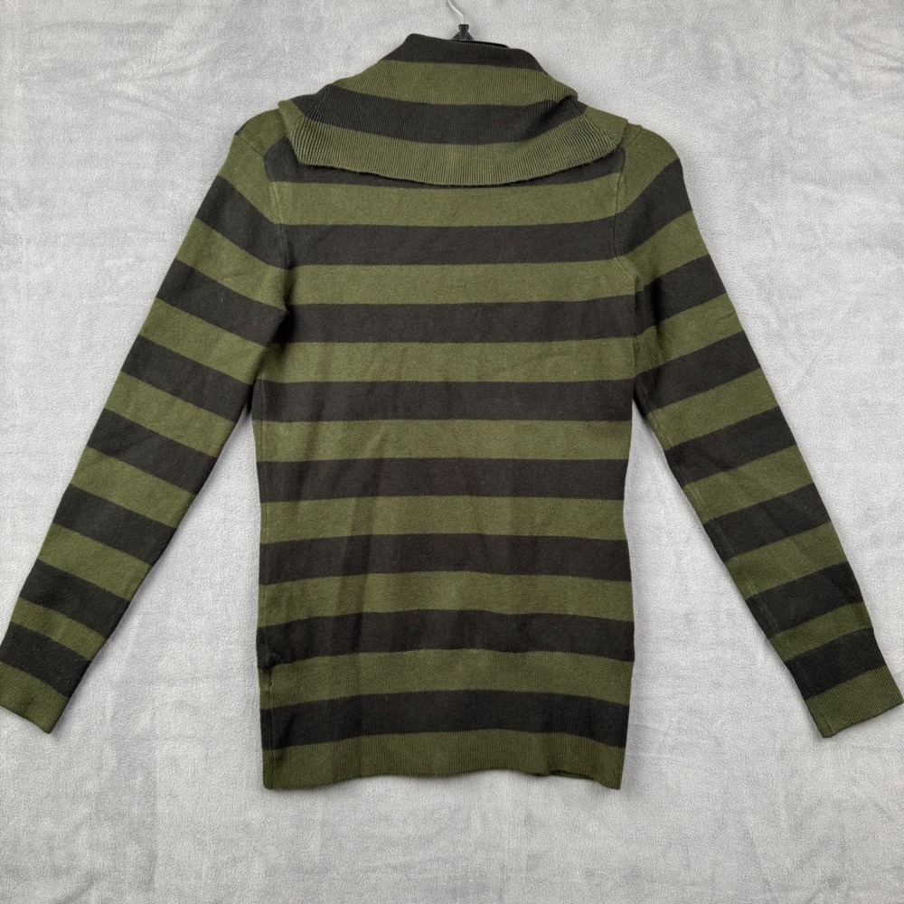French Connection Striped Cowl Neck Long Sleeve‎ Sweater Size S Green Black Knit - Picture 8 of 8